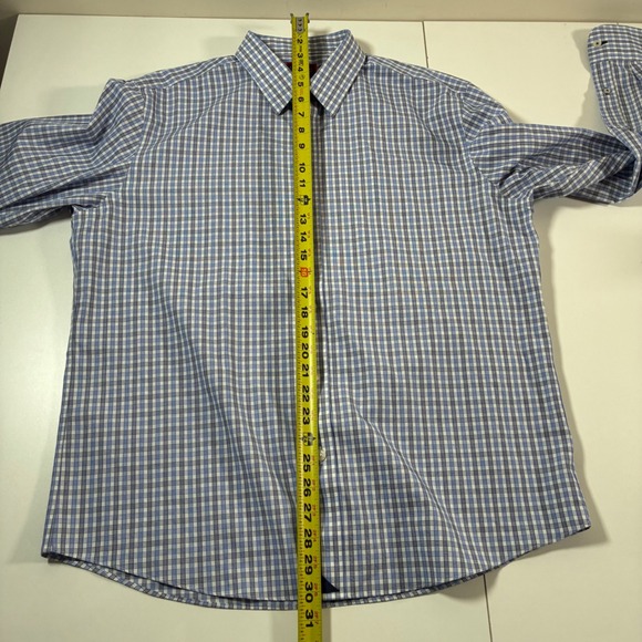 UNTUCKit Button Down Shirt Large Blue Gingham Check Wrinkle Free Oxford - Picture 6 of 8